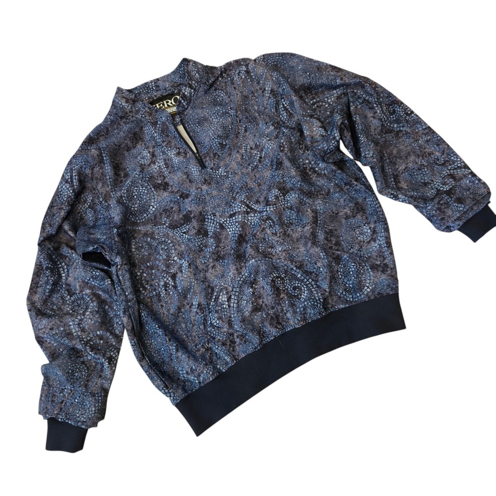 Zero Restriction Golf Windbreaker Women Medium Blue Mosaic Paisley Quarter Zip